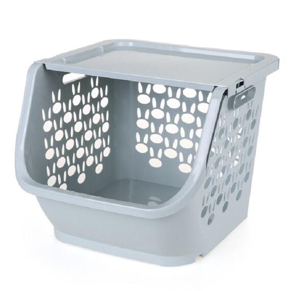 Mensola da bagno con cestello portaoggetti in plastica da cucina impilabile (blu)