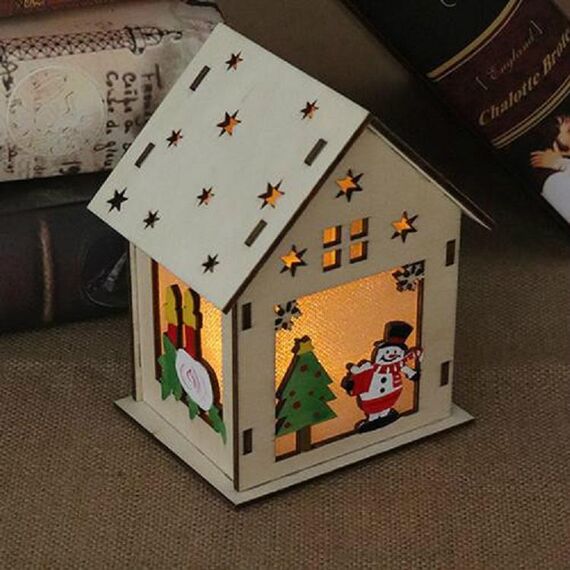 Natale Luminoso Casa in legno Decorazioni per l'albero di Natale Ornamenti appesi Regalo fai-da-te Decorazione per finestre, Stile: Grande pupazzo di neve