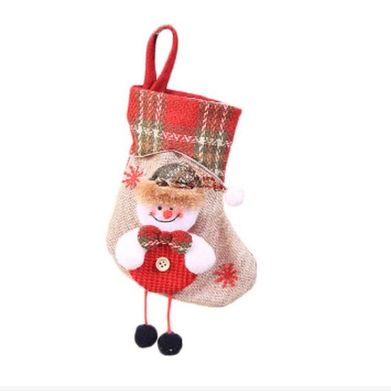 Mini calze di Natale Sacchetti regalo Decorazioni natalizie per feste in casa (stile pupazzo di neve)
