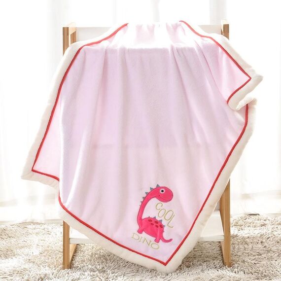Neonato Cartoon Soild Addensare Doppio strato di pile di corallo Morbida coperta per neonato, Dimensioni: 75x100cm (Drago rosa)