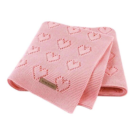 Coperta multifunzionale per condizionatore d'aria antivento Love Hollow Baby Knit, dimensioni: 100x80cm (rosa)