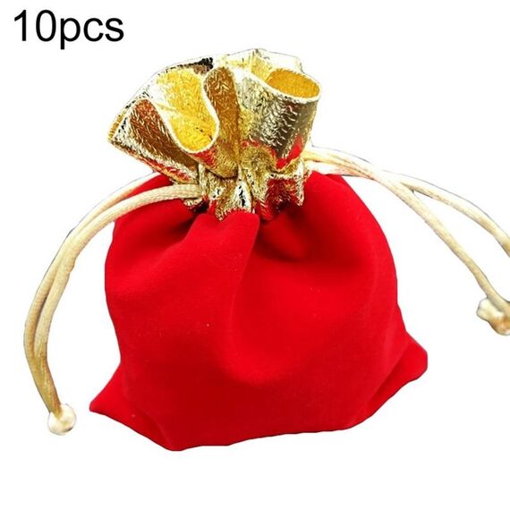 10 pezzi Borsa in velluto Borsa per gioielli Borsa per benedizione natalizia di Capodanno, dimensioni: 10x12cm (rosso)