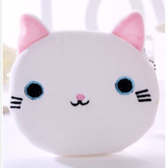Portamonete simpatico gatto Portamonete in peluche per bambini (bianco)