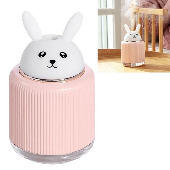 Umidificatore per animali domestici Luce notturna USB Lampada da comodino per la casa Lampada a risparmio energetico per il sonno muto (coniglio rosa)