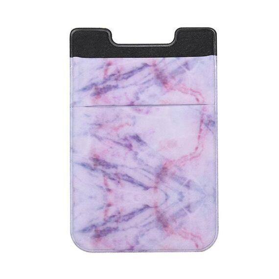 Modello di marmo Road Stretch Phone Indietro Plastica Porta carte Sticky Phone Clip (viola)