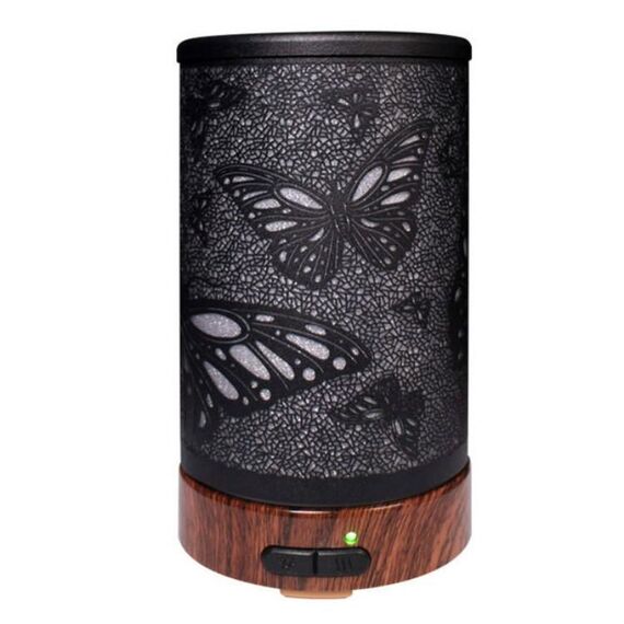 Umidificatore d'aria con motivo a farfalla Diffusore di olio essenziale Mist Maker Diffusore di lampada colorata a LED Purificatore d'aria per aromaterapia, Tipo di spina: spina americana (nera)