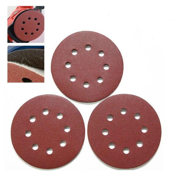 100 PCS 125MM Affollamento carta vetrata 5 pollici 8 Hole Disco Carta vetrata autoadesive Sandpaper