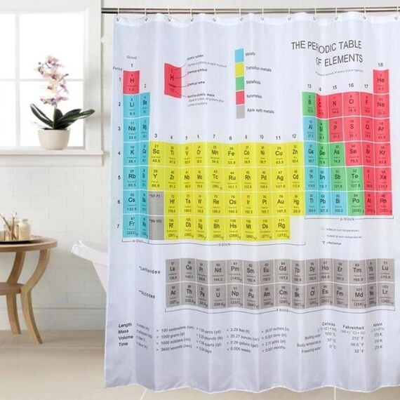 Tavola periodica della doccia Tenda da doccia in poliestere con stampa muffa impermeabile, dimensioni: 180x180 cm