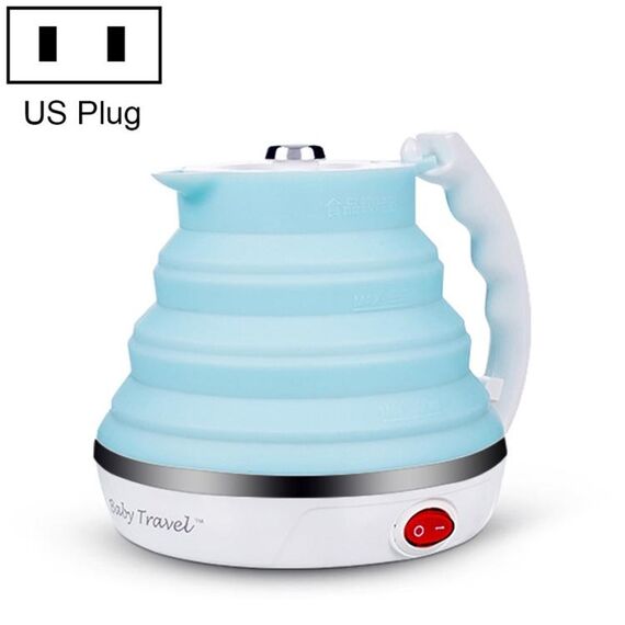 Pieghevole portatile in silicone intelligente temperatura costante da viaggio per campeggio Bollitore elettrico, specifica del cavo di alimentazione: spina USA (blu)