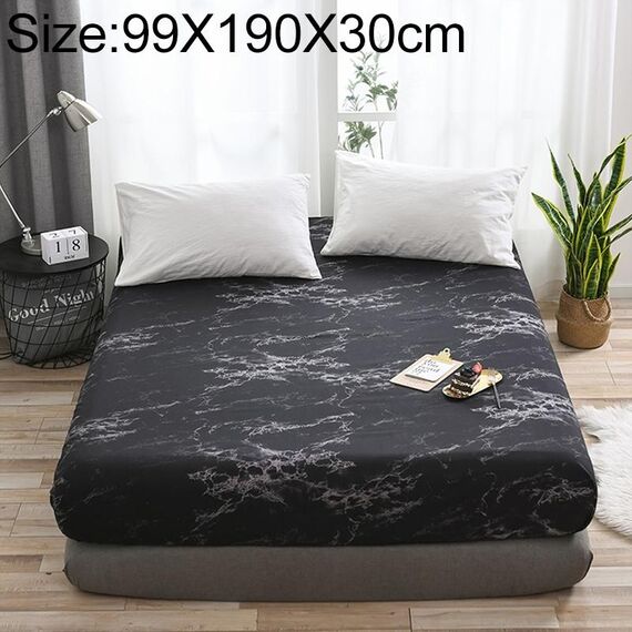 Copriletto con motivo in marmo Coprimaterasso Coprimaterasso Copripiumino con angoli, Dimensioni: 99X190X30cm (Nero)
