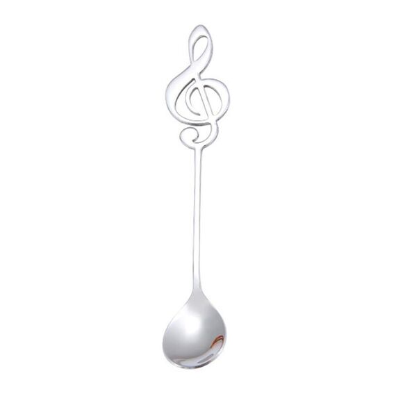Cucchiaio creativo per note musicali, cucchiaio per mescolare il caffè, in acciaio inox, titanio, per musica, cucchiaio da bar, regalo (argento)