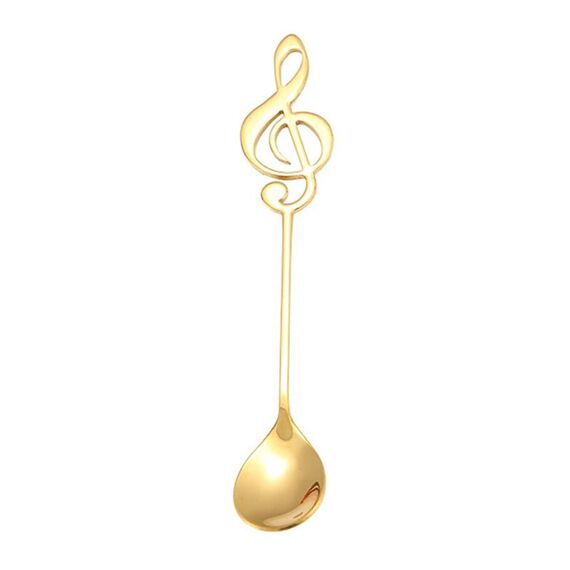 Cucchiaio creativo per note musicali, cucchiaio per mescolare il caffè, cucchiaio da bar in acciaio inossidabile, titanio, regalo (oro)