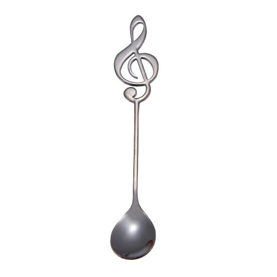 Cucchiaio creativo per note musicali, cucchiaio per mescolare il caffè, cucchiaio da bar in acciaio inossidabile, titanio, cucchiaio da regalo (nero)