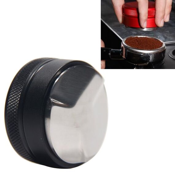 Dispositivo di riempimento per polvere piatta in polvere di caffè in acciaio inossidabile Macaron, specifica: tre polpa (nera)