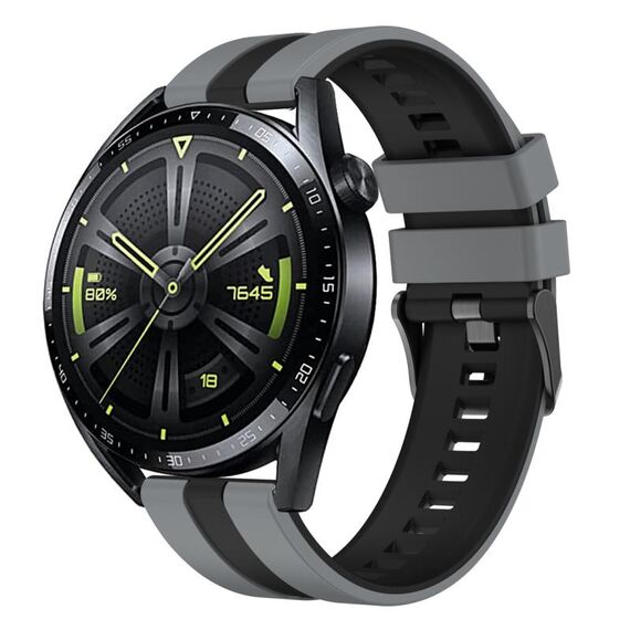 Per Huawei Watch GT 3 / GT 3 Pro cinturino verticale in silicone bicolore (grigio scuro + nero)
