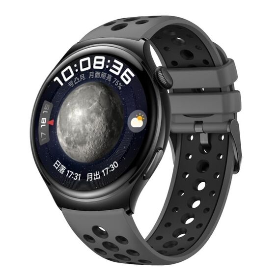 Per Huawei Watch 4 Cinturino in silicone bicolore con foro tondo (grigio grafite)