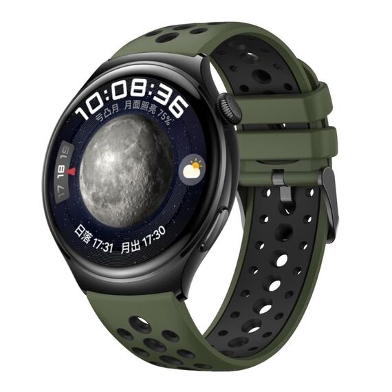 Per Huawei Watch 4 Cinturino in silicone bicolore con foro tondo (verde abete rosso)