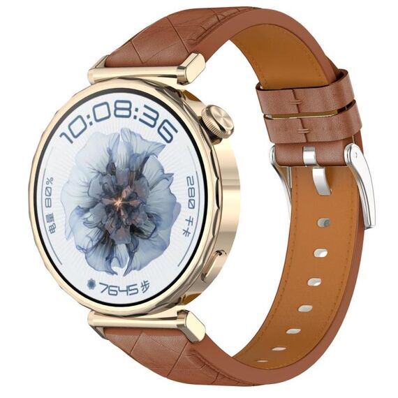 Cinturino per orologio in pelle quadrata da 20 mm con fibbia argentata (marrone)