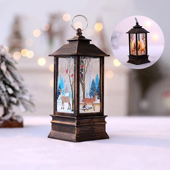 Decorazione da tavolo con lampada a LED a forma di fiamma di simulazione natalizia