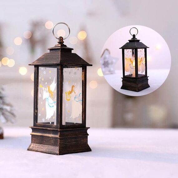 Decorazione da tavolo con lampada a LED con fiamma di simulazione natalizia