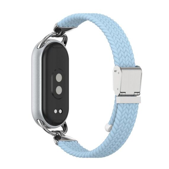 Cinturino per orologio intrecciato in nylon a due sezioni con testa in metallo per Xiaomi Smart Band 10/9/8 (blu nebbia)