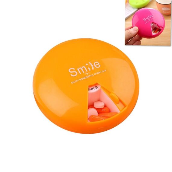 Portapillole rotante per portapillole portatile da 7 giorni per farmaci da 2 PC (arancione)