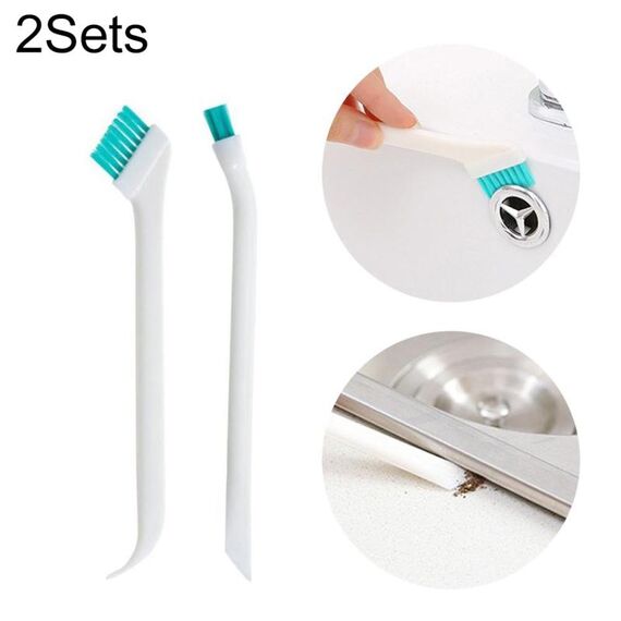 2 Set 2 in 1 Spazzola per pulizia a doppia testa per porte e finestre Spazzola per tazza con raschietto (bianco)