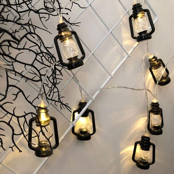 3m 20 LEDs Christmas Lantern Festival Decoration Retro lampada a cherosene LED String (nero)