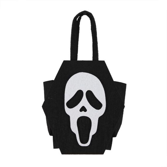 Borsa per caramelle in feltro di Halloween, costume da festa, borsa tridimensionale, colore: teschio spaventato