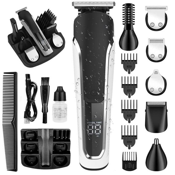 Kit tagliacapelli elettrico impermeabile 6 in 1 per uomo, tagliacapelli per naso, tagliacapelli per baffi, rasoio per il corpo 8988
