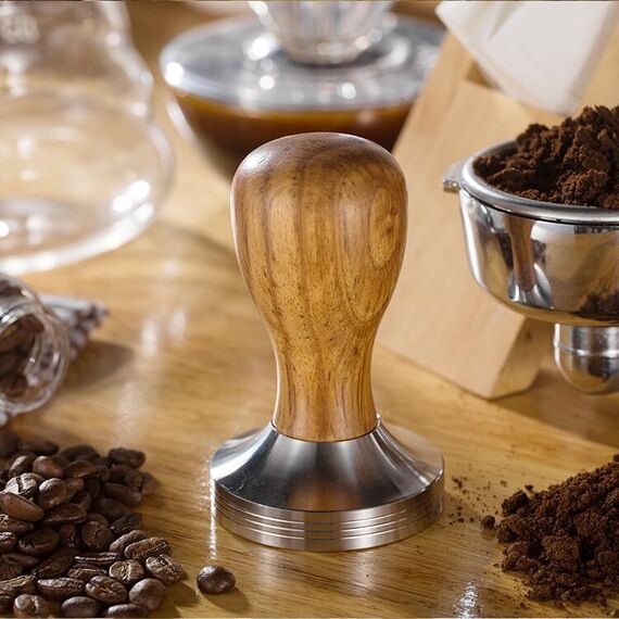 Polvere di caffè integrata con manico in legno massello in acciaio inossidabile, specifica: 58 mm, colore: manico in palissandro