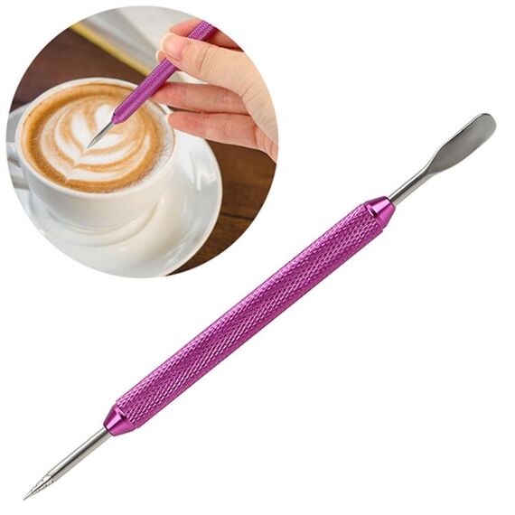 Fancy Coffee Pull Ago per fiori Asta intagliata in acciaio inossidabile Ago per fiori all'uncinetto (viola)