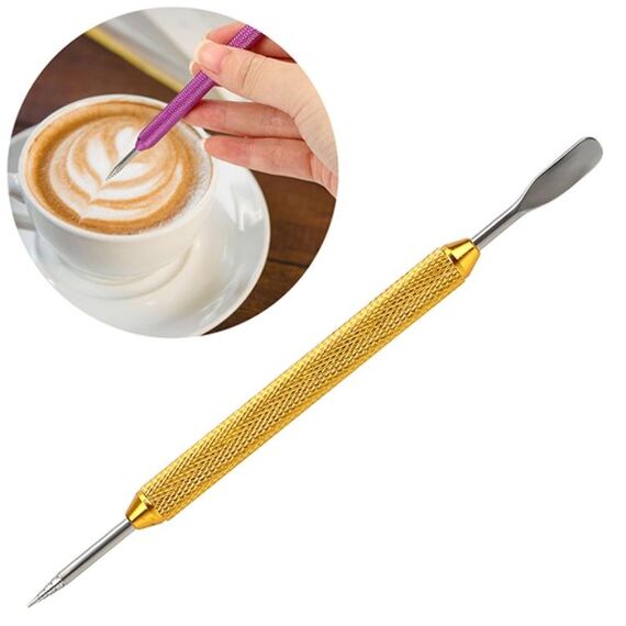 Fancy Coffee Pull Ago per fiori Asta intagliata in acciaio inossidabile Ago per fiori all'uncinetto (oro)