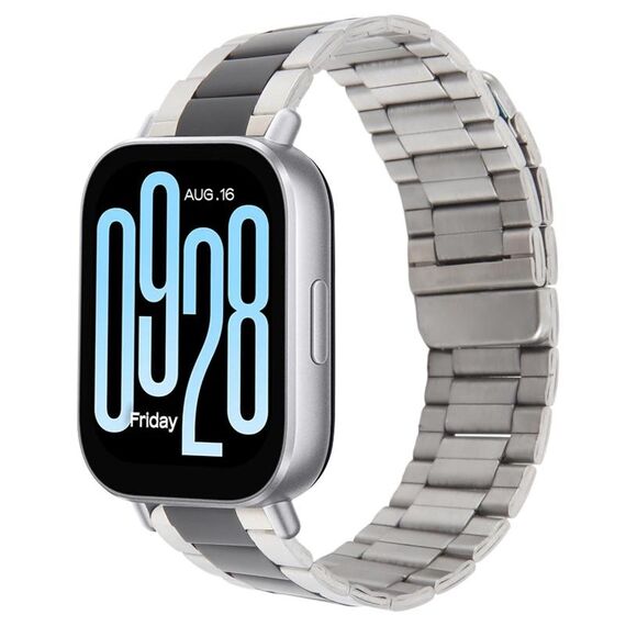 Cinturino per orologio magnetico in acciaio a tre grani da 20 mm (argento nero)