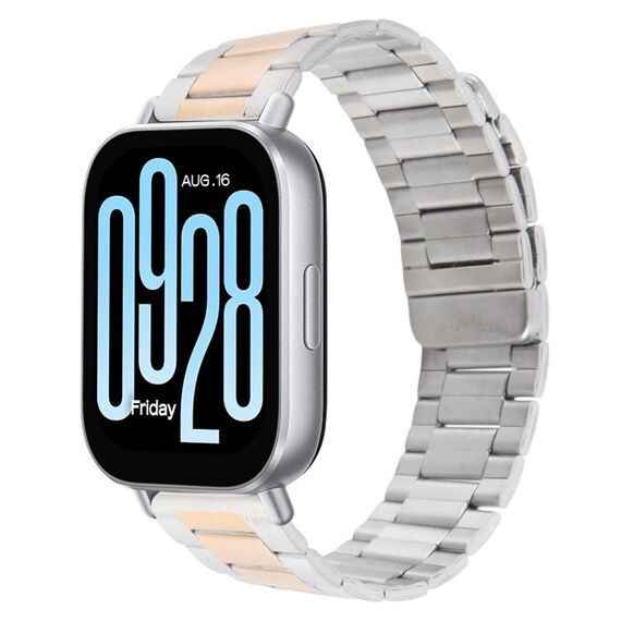 Cinturino per orologio magnetico in acciaio a tre grani da 20 mm (argento oro rosa)