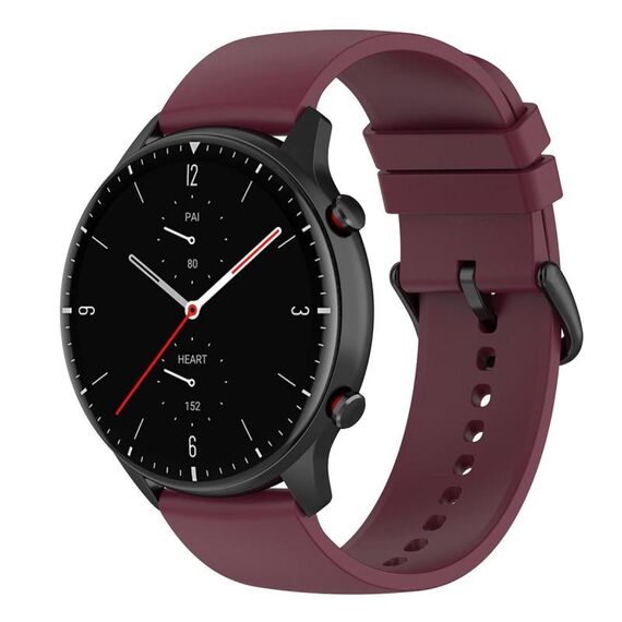 Cinturino per orologio in silicone con punta tonda da 20 mm (rosso vino)