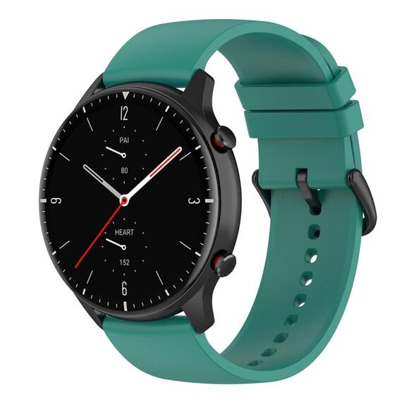 Cinturino per orologio in silicone con coda tonda da 22 mm (verde pino)