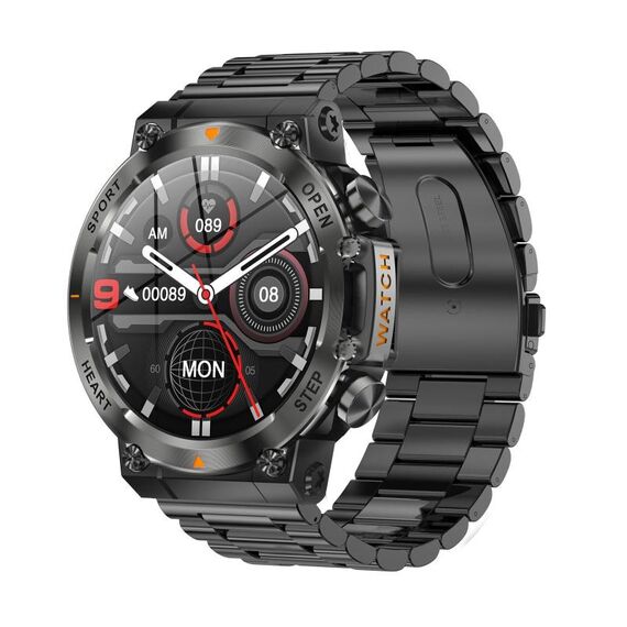 AK61 BT Call Smart Watch, supporta la pressione sanguigna / frequenza cardiaca / monitoraggio della salute sportiva (acciaio nero)