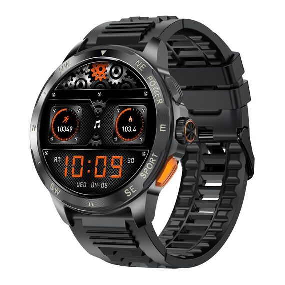 AK77 BT Call Smart Watch, supporta ossigeno nel sangue / pressione sanguigna / frequenza cardiaca / monitoraggio della salute sportiva (silicone nero)