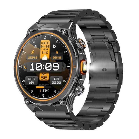 AK81 BT Call Smart Watch, supporta la pressione sanguigna / frequenza cardiaca / monitoraggio della salute sportiva Fitness Tracker (acciaio nero)