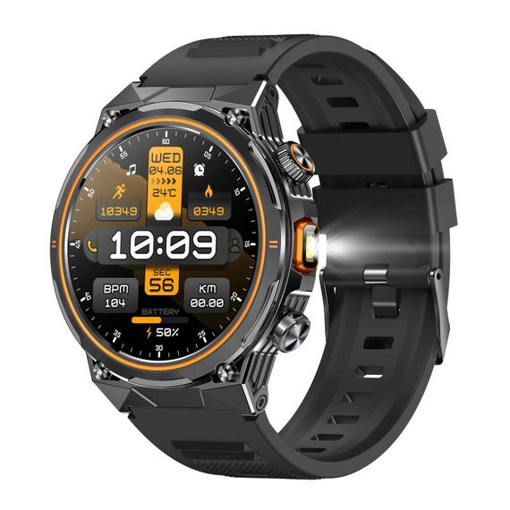 AK81 BT Call Smart Watch, supporta la pressione sanguigna / frequenza cardiaca / monitoraggio della salute sportiva (silicone nero)