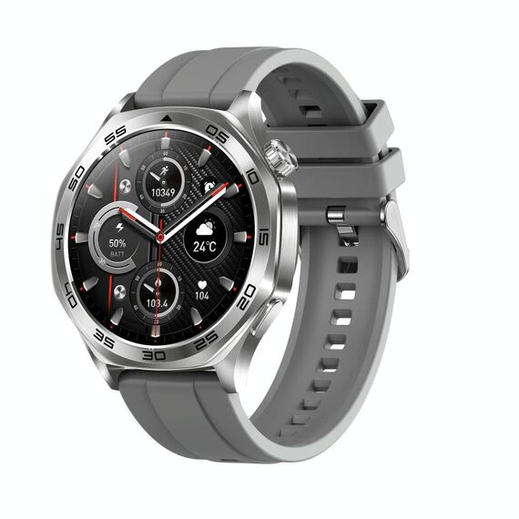 AK83 BT Call Smart Watch, supporta la pressione sanguigna / frequenza cardiaca / monitoraggio della salute sportiva (silicone grigio acciaio)