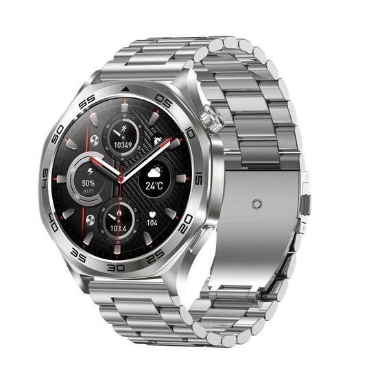 AK83 BT Call Smart Watch, supporta la pressione sanguigna / frequenza cardiaca / monitoraggio della salute sportiva (acciaio a 3 grani)