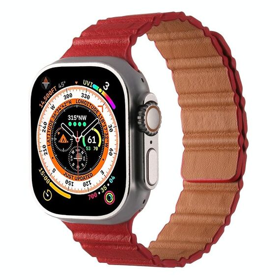 Cinturino magnetico in pelle PU per Apple Watch 46 mm / 49 mm / 45 mm / 44 mm (rosso)