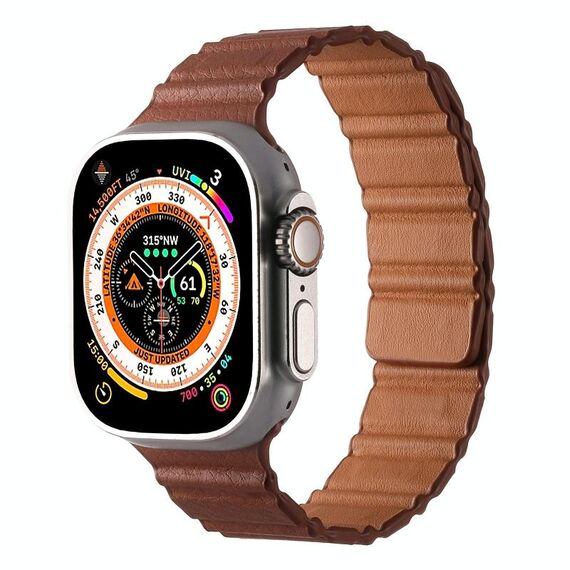 Cinturino magnetico in pelle PU per Apple Watch 46 mm / 49 mm / 45 mm / 44 mm (marrone)