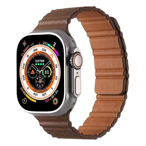 Cinturino magnetico in pelle PU per Apple Watch 46 mm / 49 mm / 45 mm / 44 mm (bronzo)