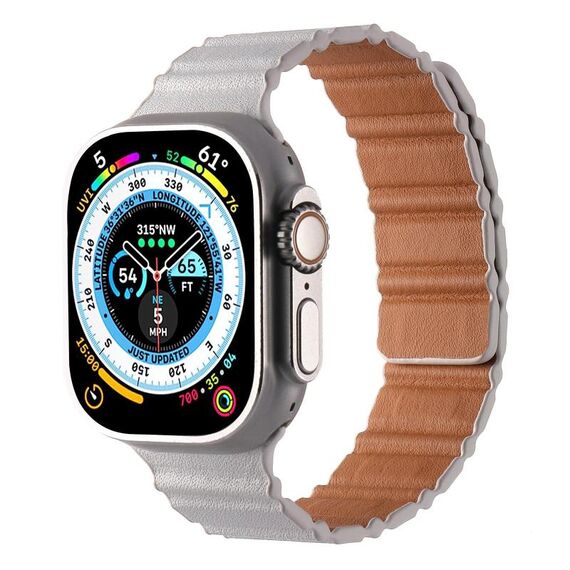 Cinturino magnetico in pelle PU per Apple Watch 42 mm / 41 mm / 40 mm / 38 mm (bianco)