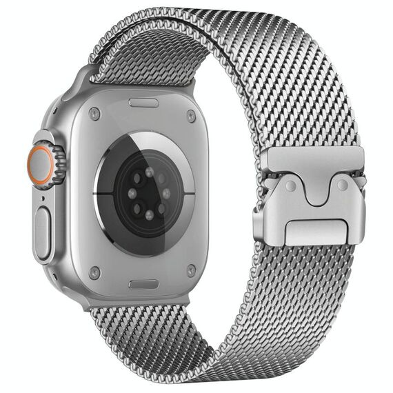 Cinturino per Apple Watch 46mm / 49mm / 45mm / 44mm xDfind Umbrella Buckle Think Milanese in acciaio inossidabile (argento)