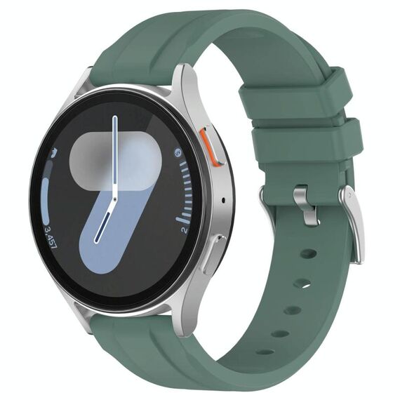 Cinturino per orologio in silicone con fibbia in acciaio tinta unita a testa piatta da 22 mm (verde oliva)