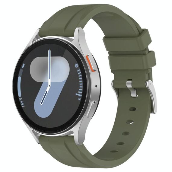 Cinturino per orologio in silicone con fibbia in acciaio tinta unita a testa piatta da 22 mm (verde militare)